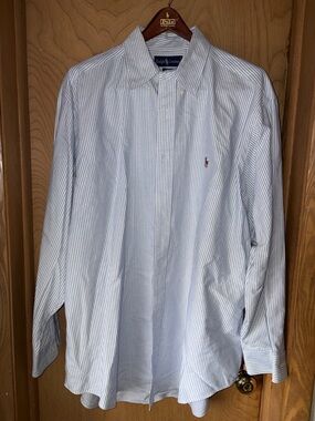 Ralph Lauren Blue University Stripe Oxford Cloth Button Down Shirt